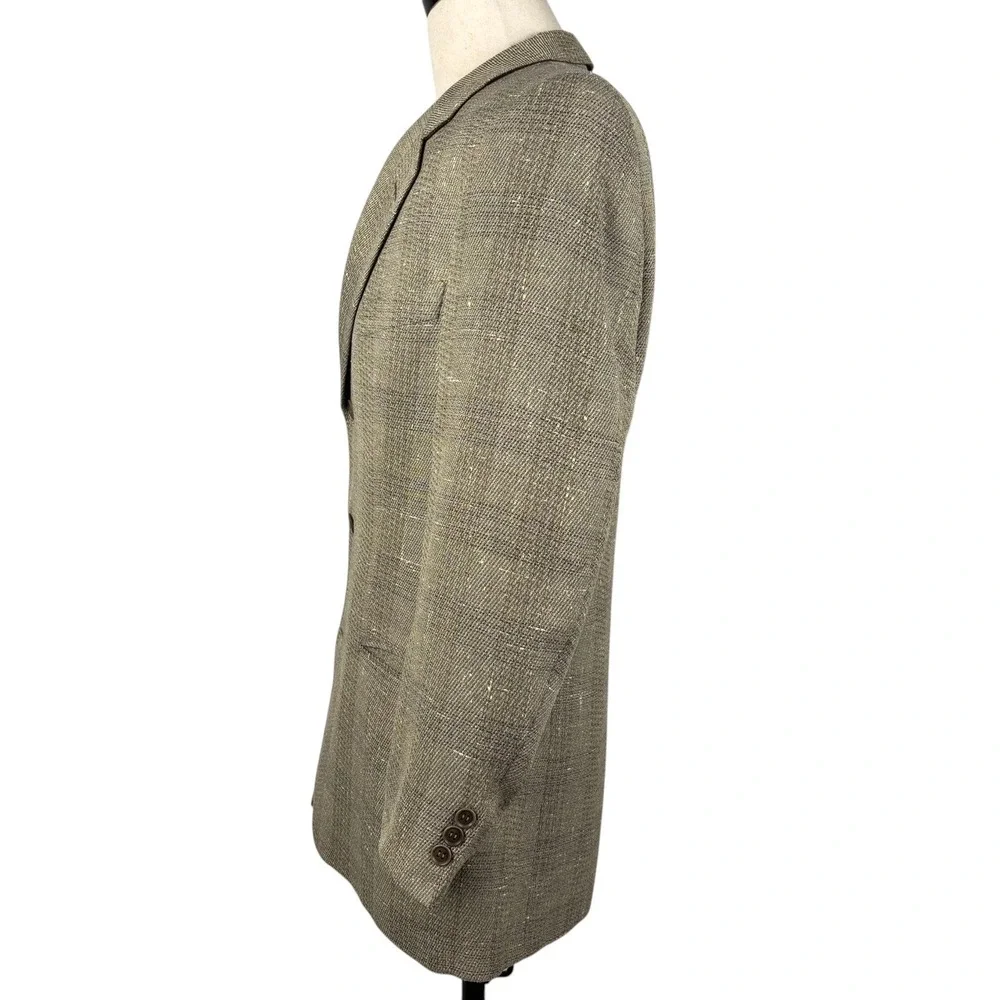 Ermenegildo Zegna Wool Silk Sport Coat Mens 40US 50IT Tan Taupe Textured Slub